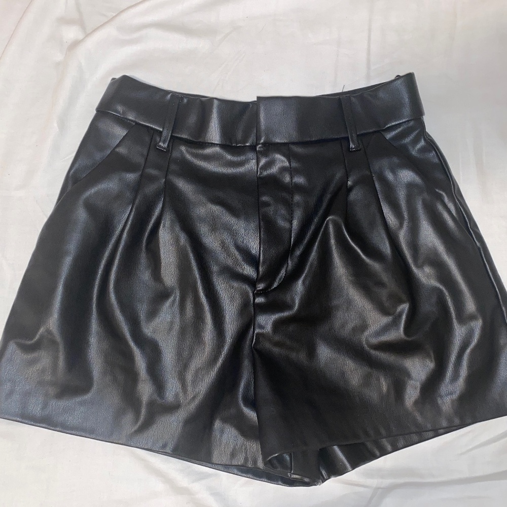 Zara leather shorts